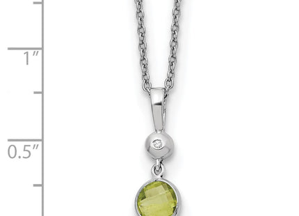 White Ice Sterling Silver Rhodium-plated Diamond and Peridot Necklace with Extender (Style QW359PE-18)