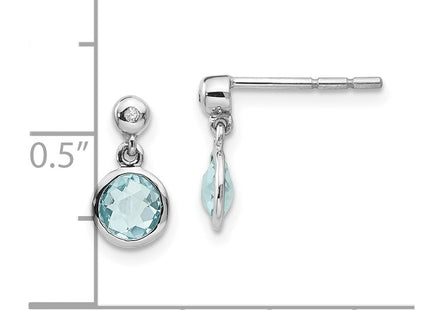 Sterling silver diamond teardrop drop earrings, further view