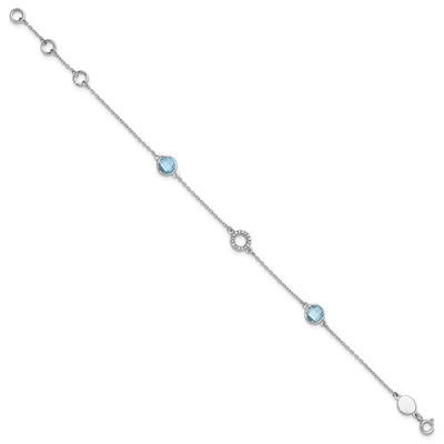 White Ice Sterling Silver Rhodium-plated Blue Topaz and Diamond Bracelet with Extender