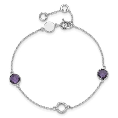 White Ice Sterling Silver Rhodium-plated Diamond and Amethyst Bracelet plus extender