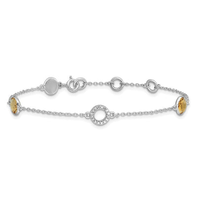 White Ice Sterling Silver/Rhodium-plated Diamond and Citrine Bracelet plus extender