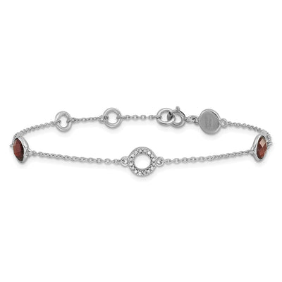 White Ice Sterling Silver Rhodium-plated Diamond and Garnet Bracelet plus extender