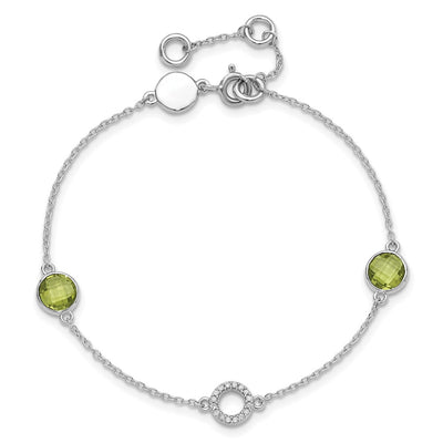 White Ice Sterling Silver Rhodium-plated Diamond and Peridot Bracelet plus Extender