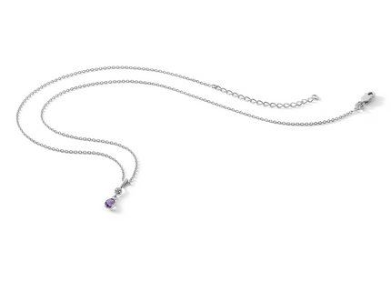 White Ice Sterling Silver Rhodium-plated Amethyst and Diamond Necklace with Extender