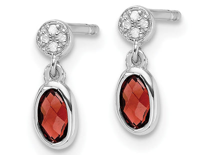 Sterling silver diamond drop earrings, alternate view