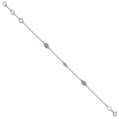White Ice Sterling Silver Rhodium-plated Amethyst and Diamond Bracelet with Extender