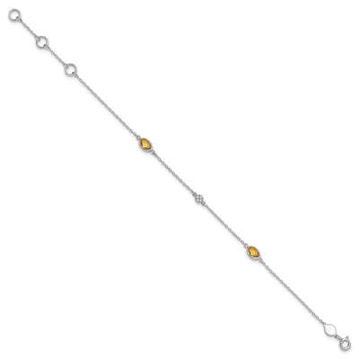 White Ice Sterling Silver Rhodium-plated Diamond and Citrine Bracelet with Extender