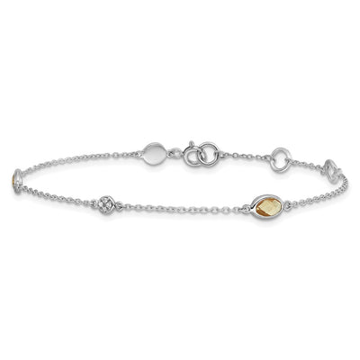 White Ice Sterling Silver Rhodium-plated Diamond and Citrine Bracelet with Extender