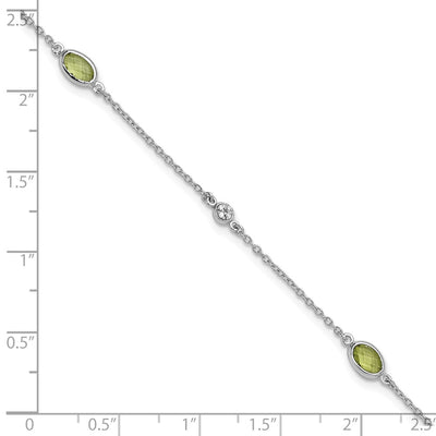 White Ice Sterling Silver Rhodium-plated Diamond and Peridot Bracelet with Extender