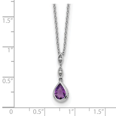 White Ice Sterling Silver Rhodium-plated Diamond and Teardrop Amethyst Neckalce with Extender