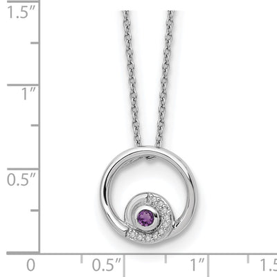 White Ice Sterling Silver Rhodium-plated Diamond and Amethyst Necklace with a Extender