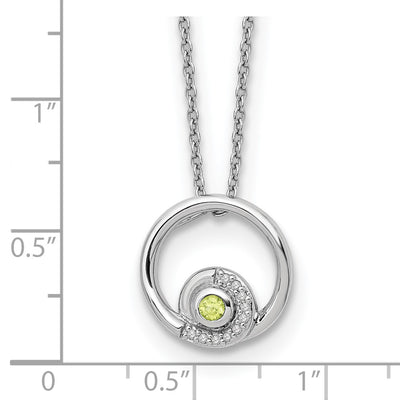 White Ice Sterling Silver Rhodium-plated Diamond and Peridot Necklace plus Extender