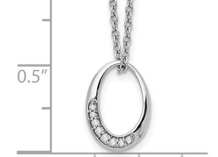 Sterling silver diamond oval necklace, another view