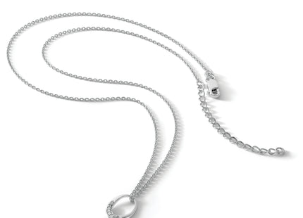 White Ice Sterling Silver Rhodium-plated Diamond Open Oval Necklace with Extender, 20 x 10mm