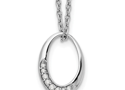 Sterling silver diamond oval necklace