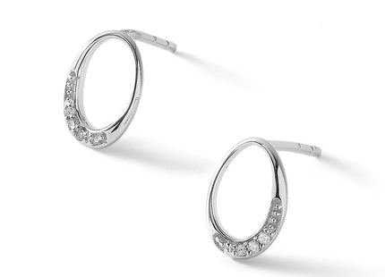 White Ice Sterling Silver Rhodium-plated Open Oval Diamond Post Earrings