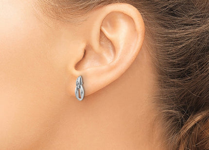 White Ice Sterling Silver Rhodium-plated Open Oval Diamond Post Dangle Earrings (Style QW376)