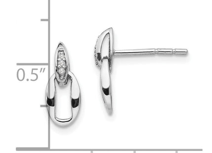White Ice Sterling Silver Rhodium-plated Open Oval Diamond Post Dangle Earrings (Style QW376)