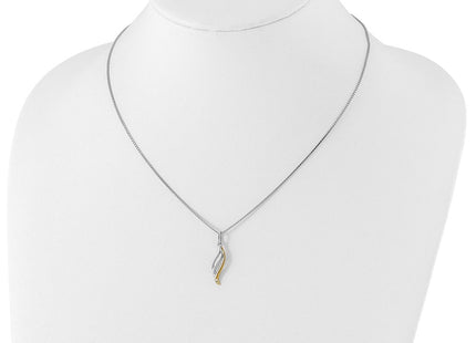 White Ice Sterling Silver Rhodium-plated Gold-tone Diamond Necklace with Extender (Style QW379-18)