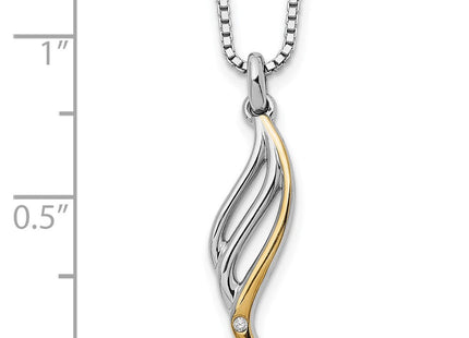 White Ice Sterling Silver Rhodium-plated Gold-tone Diamond Necklace with Extender (Style QW379-18)