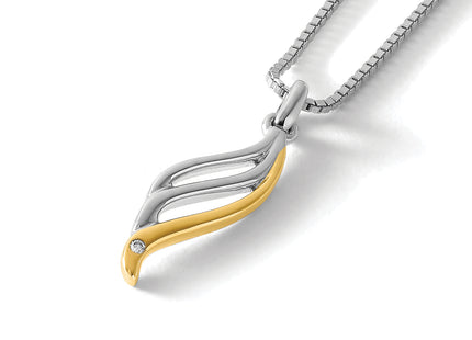 White Ice Sterling Silver Rhodium-plated Gold-tone Diamond Necklace with Extender, 20 x 7mm