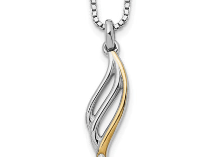 White Ice Sterling Silver Rhodium-plated Gold-tone Diamond Necklace with Extender (Style QW379-18)