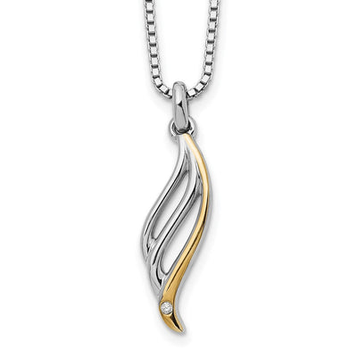 White Ice Sterling Silver Rhodium-plated Gold-tone Diamond Necklace with Extender, 20 x 7mm