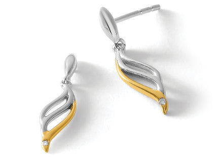 White Ice Sterling Silver Rhodium-plated Gold-plated Diamond Post Dangle Earrings