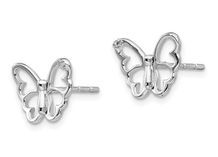 Sterling silver diamond butterfly earrings, alternate view