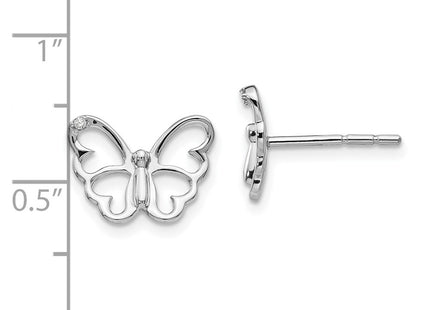 Sterling silver diamond butterfly earrings, further view