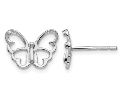 Sterling silver diamond butterfly earrings