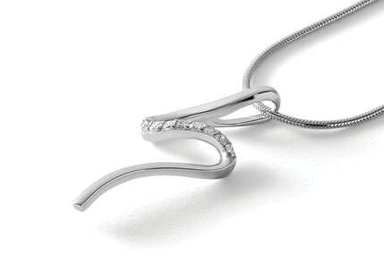 White Ice Sterling Silver Rhodium-plated Diamond S Shaped Necklace with Extender