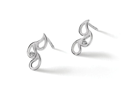 White Ice Sterling Silver Rhodium-plated Diamond Raindrop Post Earrings