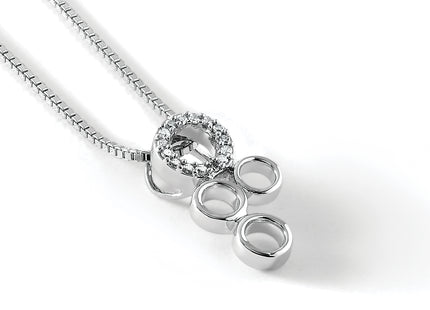 White Ice Sterling Silver Rhodium-plated Diamond Circles Slide Pendant Necklace with Extender