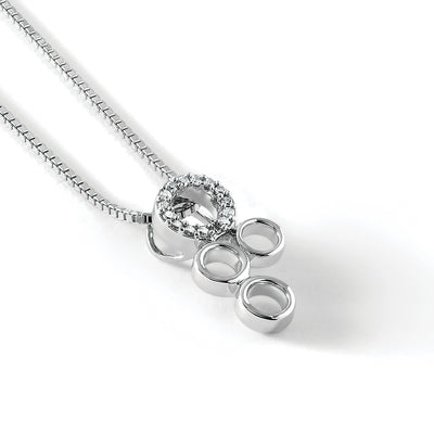White Ice Sterling Silver Rhodium-plated Diamond Circles Slide Pendant Necklace with Extender