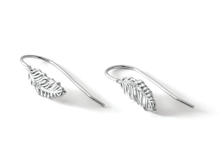 White Ice Sterling Silver Rhodium-plated Diamond Feather Dangle Earrings