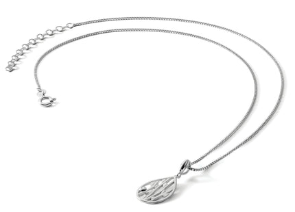 White Ice Sterling Silver Rhodium-plated Diamond Leaf Pendant Necklace with Extender