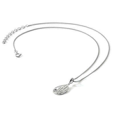 White Ice Sterling Silver Rhodium-plated Diamond Leaf Pendant Necklace with Extender