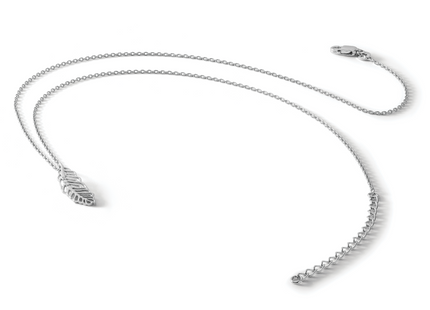 White Ice Sterling Silver Rhodium-plated Diamond Feather Necklace with Extender