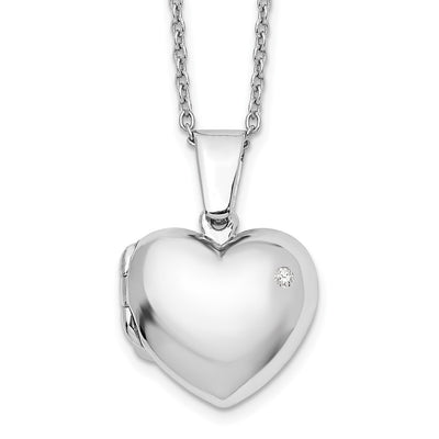 Sterling silver diamond locket necklace
