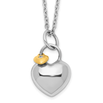 White Ice Sterling Silver Rhodium-plated Gold-tone Diamond Double Heart Necklace with Extender