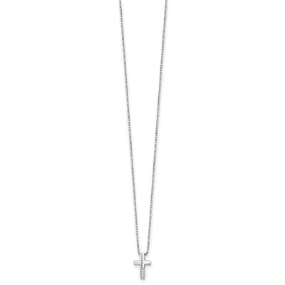 White Ice Sterling Silver Rhodium-plated Diamond Cross Slide Pendant Necklace with Extender