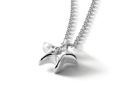 White Ice Sterling Silver Rhodium-plated Diamond Starfish Slide Pendant Necklace with Extender