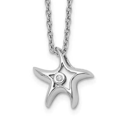 Sterling silver diamond starfish necklace