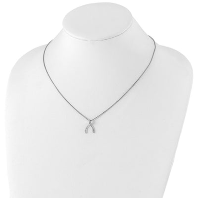 White Ice Sterling Silver Rhodium-plated Diamond Wishbone Slide Pendant Necklace with Extender
