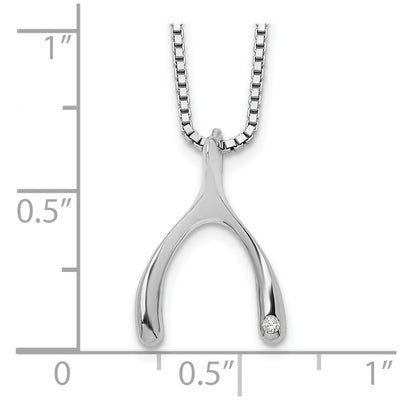 White Ice Sterling Silver Rhodium-plated Diamond Wishbone Slide Pendant Necklace with Extender