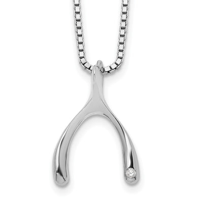 White Ice Sterling Silver Rhodium-plated Diamond Wishbone Slide Pendant Necklace with Extender