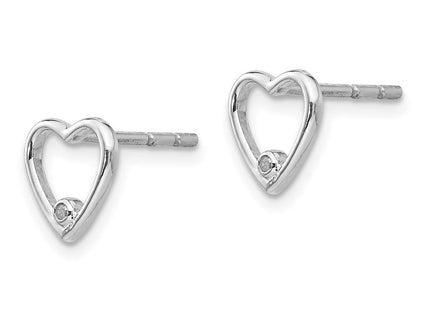White Ice Sterling Silver Rhodium-plated Diamond Open Heart Post Earrings (Style QW418)