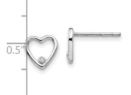 White Ice Sterling Silver Rhodium-plated Diamond Open Heart Post Earrings (Style QW418)