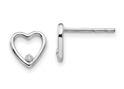 White Ice Sterling Silver Rhodium-plated Diamond Open Heart Post Earrings (Style QW418)